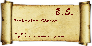 Berkovits Sándor névjegykártya